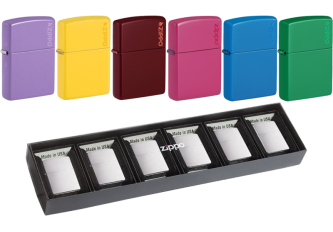 LOT 6+1 ZIPPO COLOR+LOGO