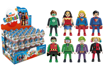 Présentoir 72 oeufs KINDER DC comics PLAYMOBIL + ODR 16€