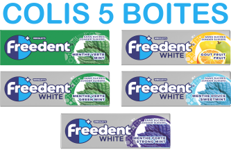 Colis 5 boites 30 étuis  FREEDENT assorties