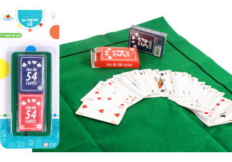 Blister tapis jeux de cartes + 2 jeux de 54 cartes