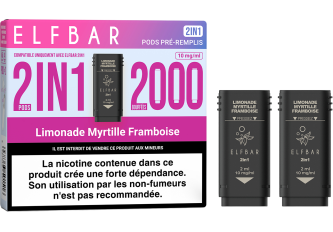 Lot 10 packs de 2 pods 2en1 Limonade myrtille framboise 10mg