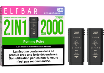 Lot 10 packs de 2 pods 2en1 Pomme poire 10mg