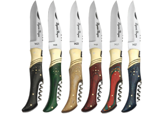 Lot 6 couteaux bois 11,5cm + tire bouchon